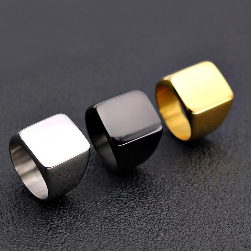 Men s Bold Geometric Square Thumb Ring, European & American Business Style Size 12