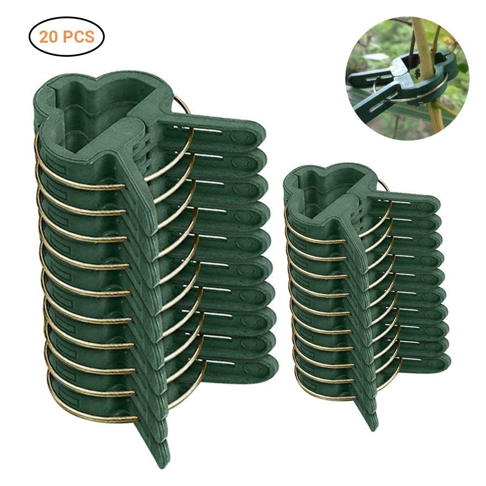 20pcs Reusable Plastic Plant Support Clips Clamps for Plants Hanging Vine Garden Greenhouse Vegetables Tomatoes Clips