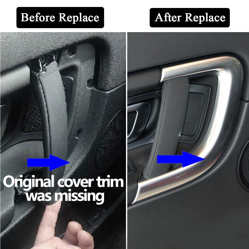 Car Interior Front Rear Black Left Right Door Handle Chromed Puller Cover Trim Replacement For Land Rover Discovery