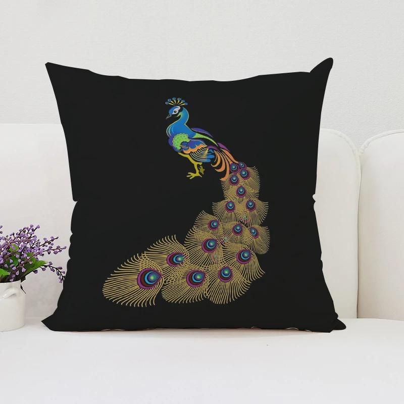 Europe and the United States Sofa Cushion Sets Beautiful Peacock Double-sided Printed Pillow Covers Chair Lumbar Cushion 45x45cm