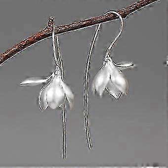 2025 Sterling Silver Earrings Elegant Magnolia Flower Drop Earrings Natural