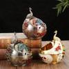 Home Office Ashtray with Covered Opening and Metal Body, Enclosed Bowl Design for Desk Balcony and Patio Use Daily