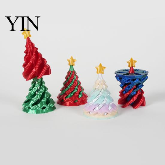 Christmas Stocking Stuffers 3D Printed Spiral Tree, Golden Star Topper Tree Fidget Shape Toys Toy, Cone Desk Decor for Anxiety Stress Relief Portable