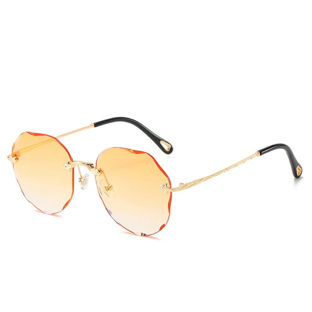 New Stylish Female Male Vintage Fashion Gradient Sun Glasses Round Cut Rimless Sunglasses Women Men Eyeglasses Gif Sunglass