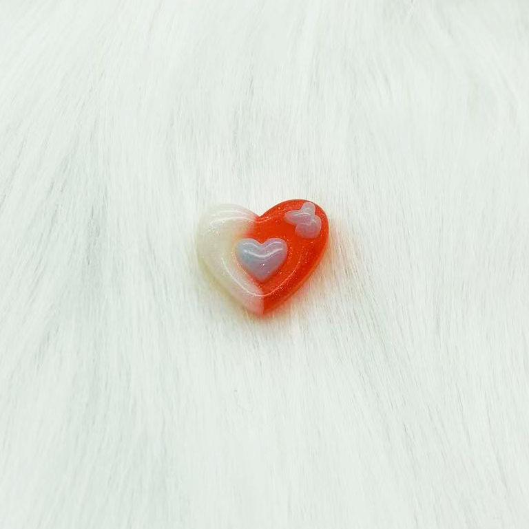 Gradient Resin Glitter Heart DIY Hair Clips Phone Case Accessories красный/белый