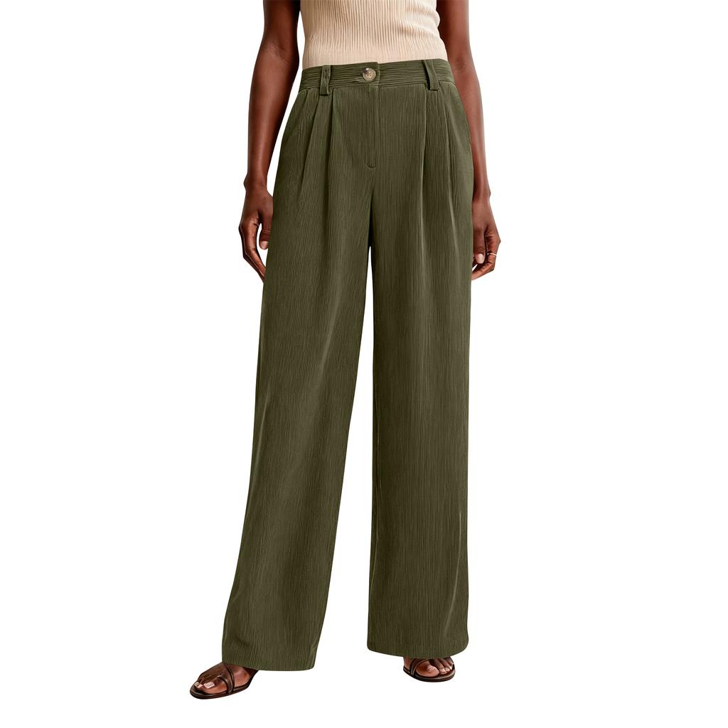 Women's Casual Fashion Pinstripe Straight And Winter Loose Wide-leg Straight Pants