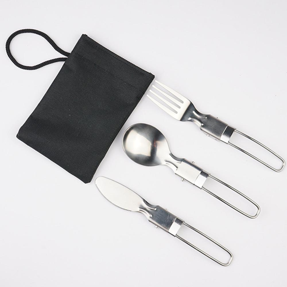 

3 шт. 1 набор портативных походных походных пикниковых столовых приборов из нержавеющей стали, ложка, вилка, нож, столовая посуда для походов на открытом воздухе
