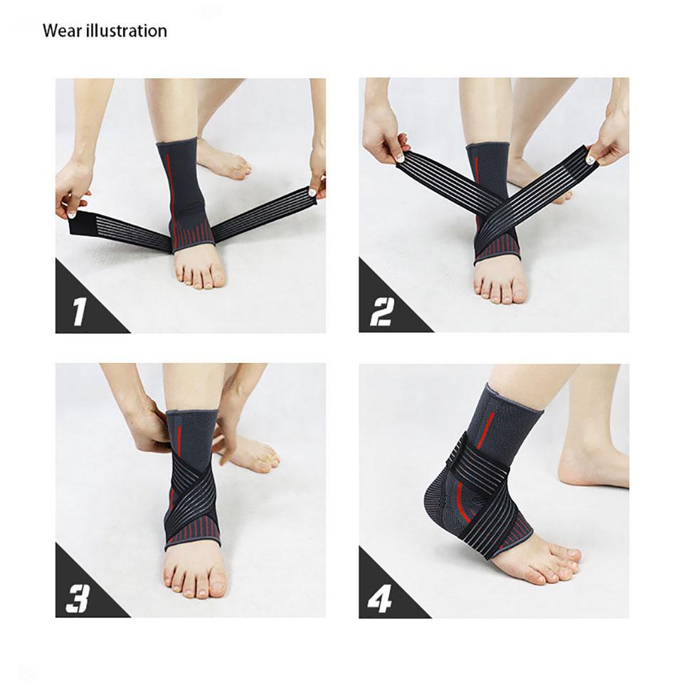 Durable And Safe 1Pcs Ankle Support Four-Sided Elastic Knitting Fish Ribbon Pressurized Fixation Protect Ankle Nylon Braided Protection Men Women