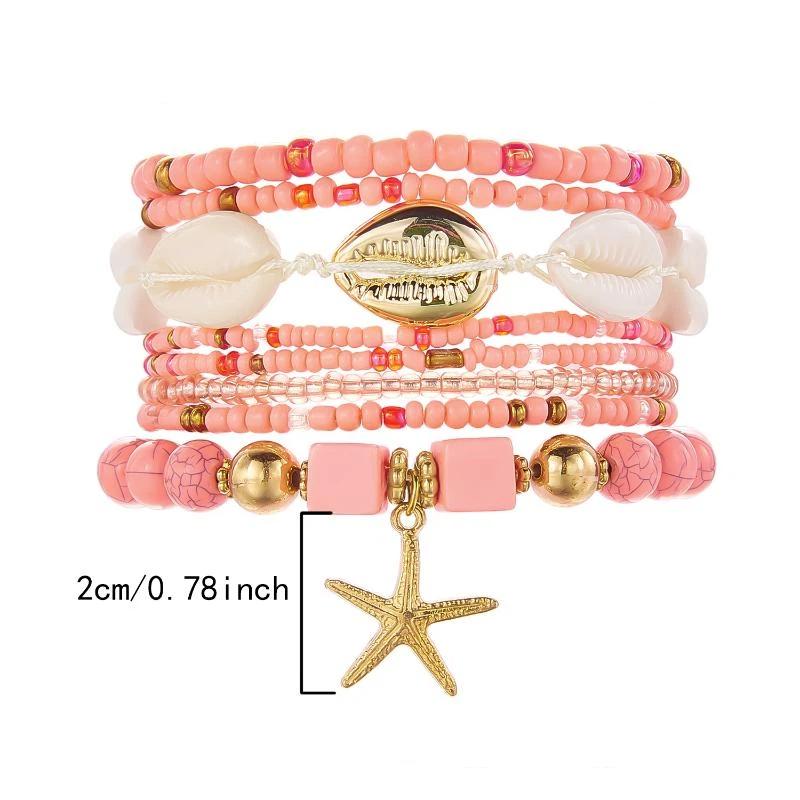 Boho Reisperlen Seestern Anhänger Armbänder Für Frauen Sommer Ozean Strand Muschel Charme Mehrschichtiges Armband Set