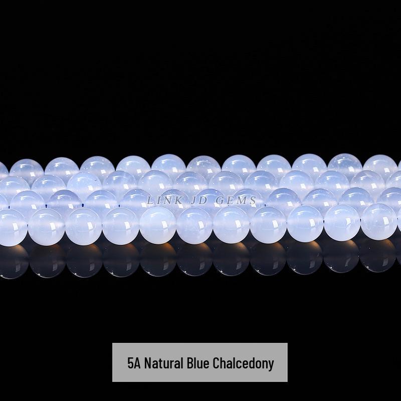 Jingde Jewelry 5A Natural Blue Chalcedony Round Beads: Icy Transparent Blue Agate for Handmade DIY Accessories