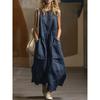 Frühling Sommer Neues Lockeres Ärmelloses Baumwoll-Leinenkleid mit 3D-Taschen, Lässiges Damenkleid für Europäische Amerikanische Crossbody-Mode