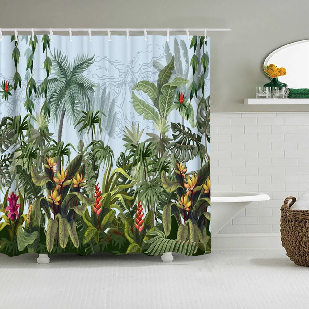 Rideaux de douche en forme d'arbre à fleurs et oiseaux de Style chinois, rideau de bain imperméable, décor de salle de bain avec crochets, impression 3d