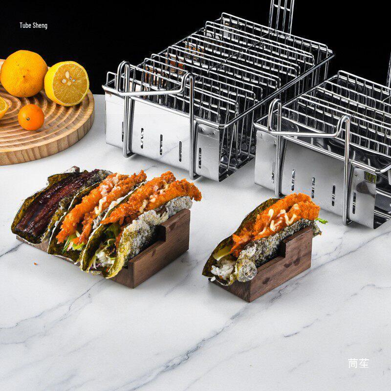Sushi Tray U-Shaped Solid Wood Nori Holder - Creative Japanese Cuisine Plating Dish for Hand Roll and Taco Presentation