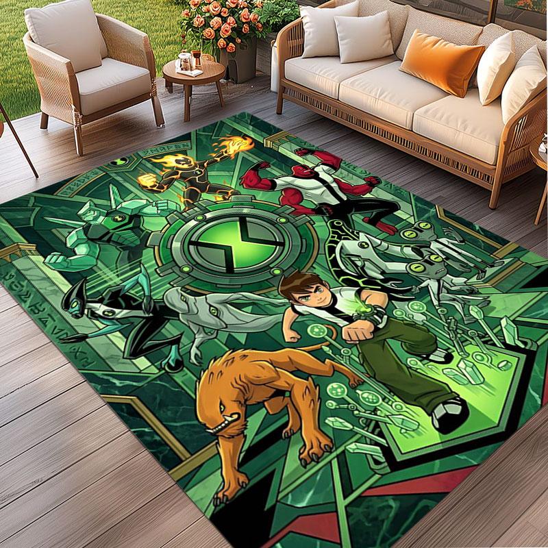 Ben 10 Cartoon Print Rug, Washable Floor Carpet, For Entryway Dorm Laundry Room Office Study, Home Decor Birthday Christmas Gift