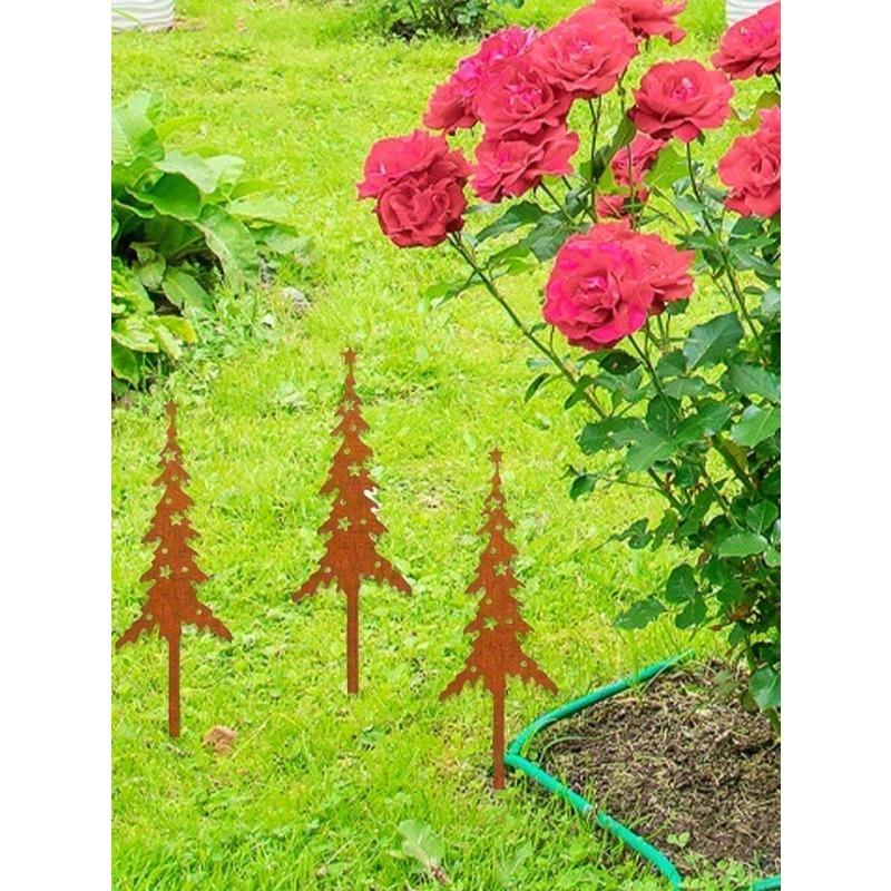 Vintage Garden Stakes Outdoor Decor Rustic Metal Lawn Spikes Weather Resistant Gift