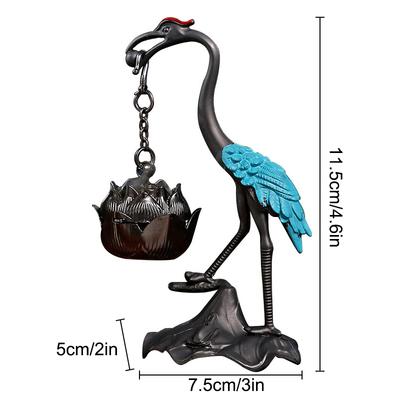 Crane Incense Burner Holder Stove Lotus Incense Burner Antique Alloy Lotus Hanging Stove Tea Ceremony Craft Household Decoration