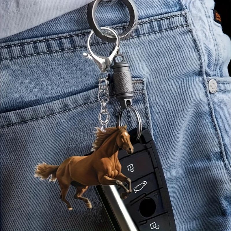 

2D Acrylic Horses Keychain Key Ring Decoration Animal Backpack Pendant Birthday Party Accessories 1Piece