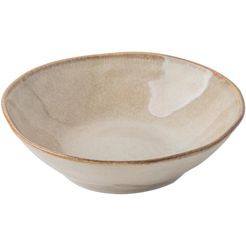 Bowl 7.5-Inch Irregular Noodle Bowl Retro Ceramic Cold Vegetable Bowl Export Salad Bowl