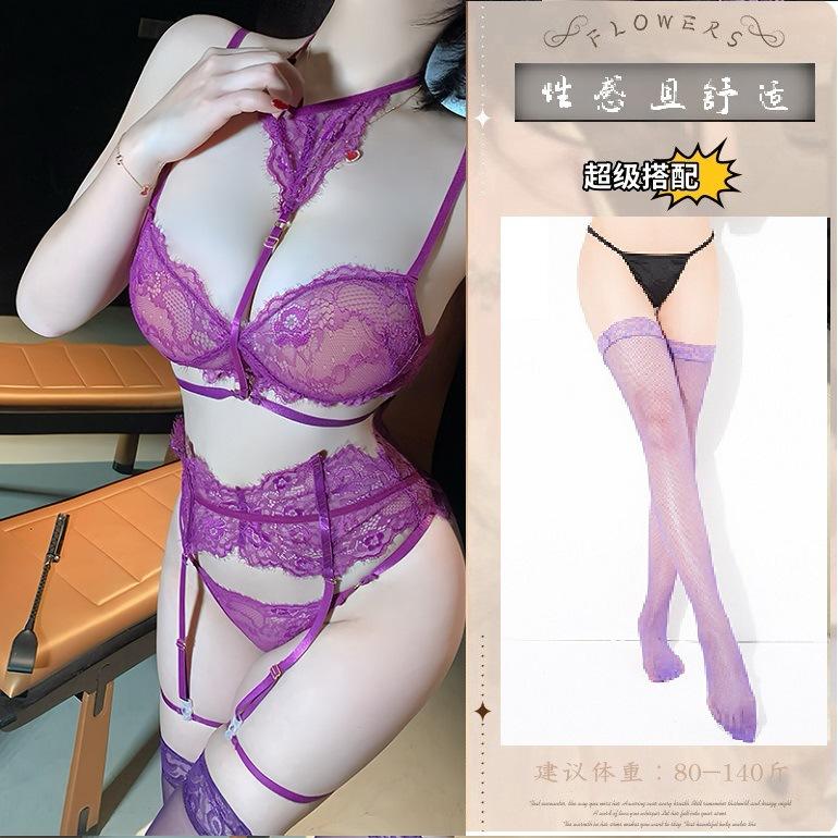 Sexy lingerie neck lace lace gather bra leg ring women's sexy lingerie