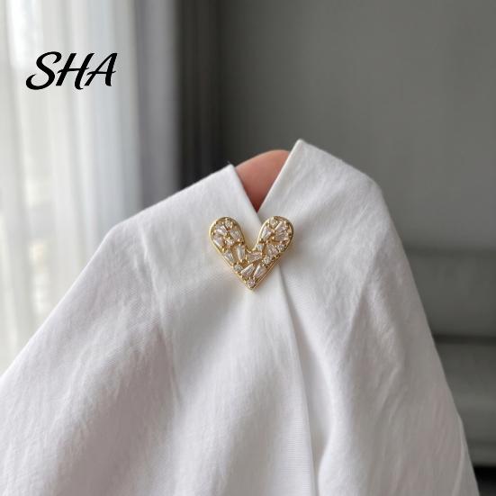 Elegant Lapel Pin Mini Love Heart Brooch Pin, Silver Golden Plated Shape Women Collar Pins Hats Bags Scarves Clothes Decorative Accessory Alloy