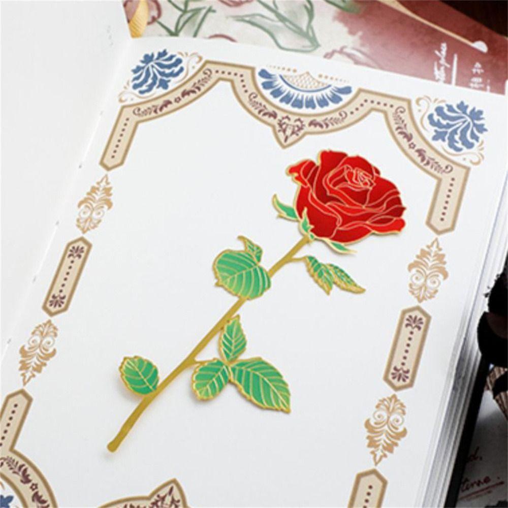 Zinc Zinc Alloy Pendant Rose Bookmarks Red Rose Reading Book Mark Metal Bookmark  Book Lovers