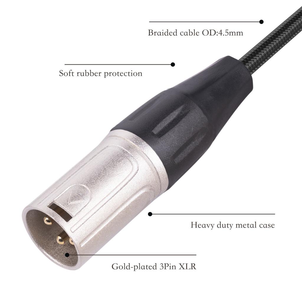 6.35mm Female To RMale Microphone Audioed Adapter Cable 1/4" TRS To RExtension Converter Cord for Guitar