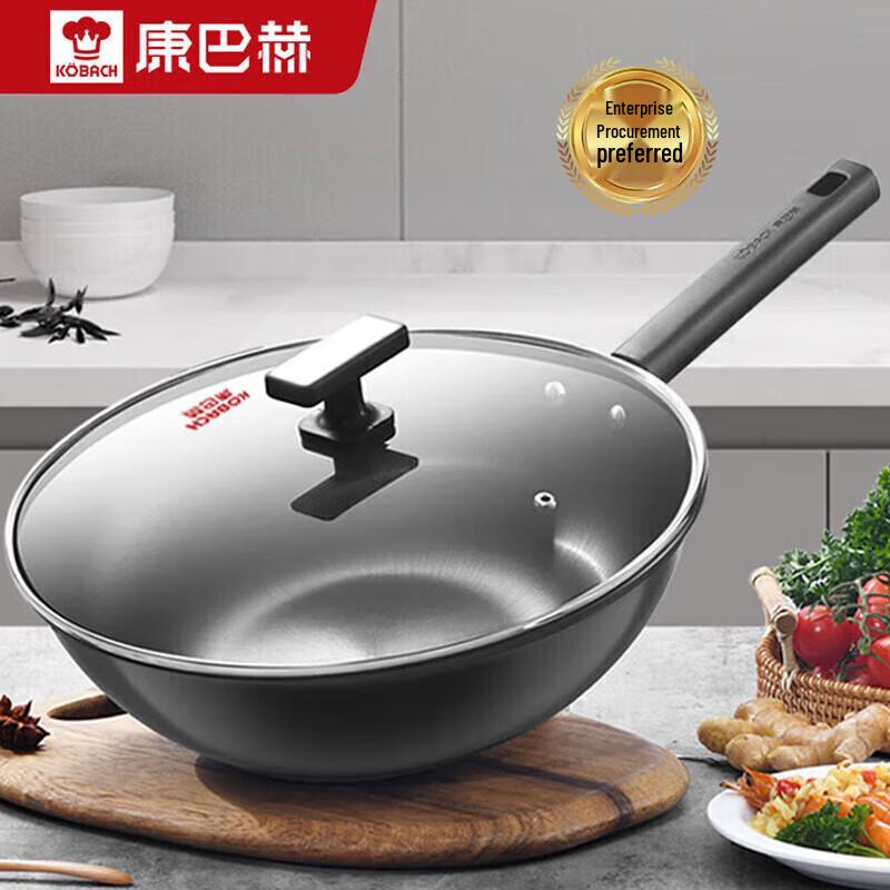 Kombach 32cm Flat-Bottom Cast Iron Wok