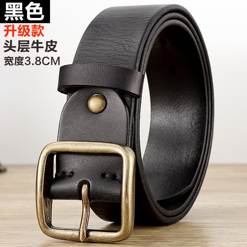 

Ремень мужской из натуральной кожи с древней медной пряжкой, ретро-ремень Knock Bag Head Layer, ремень из натуральной коровьей кожи, японская пряжка, ручная работа, гладкий край, растительное дубление 123cm