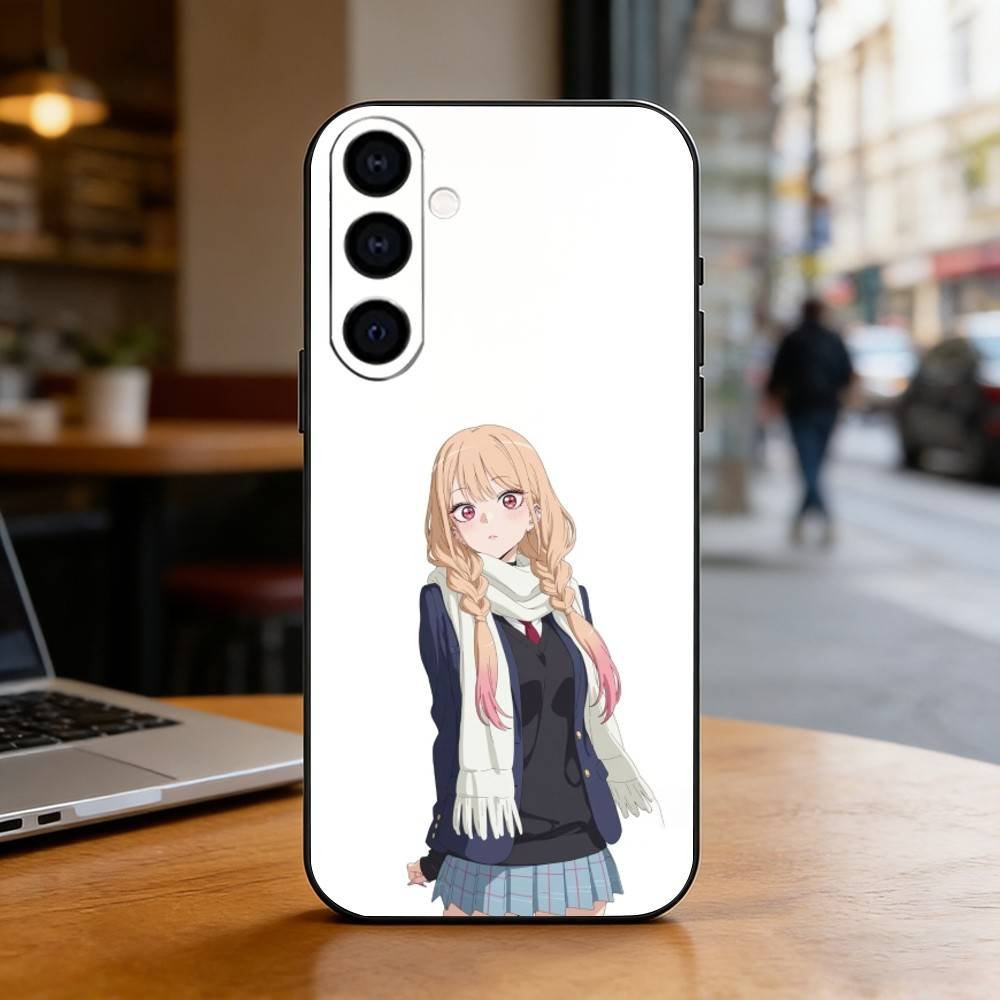 My Dress Up D-Darling Marin Kitagawa Phone Case Black Silicone Soft For Samsung Galaxy A73,A72,A71,A70,A53,A52,A51