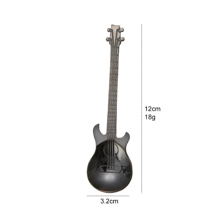 Guitar Coffee Teaspoons,4 Pcs Stainless Steel Musical Coffee Spoons Teaspoons Mixing Spoons Sugar Spoon(Silver)