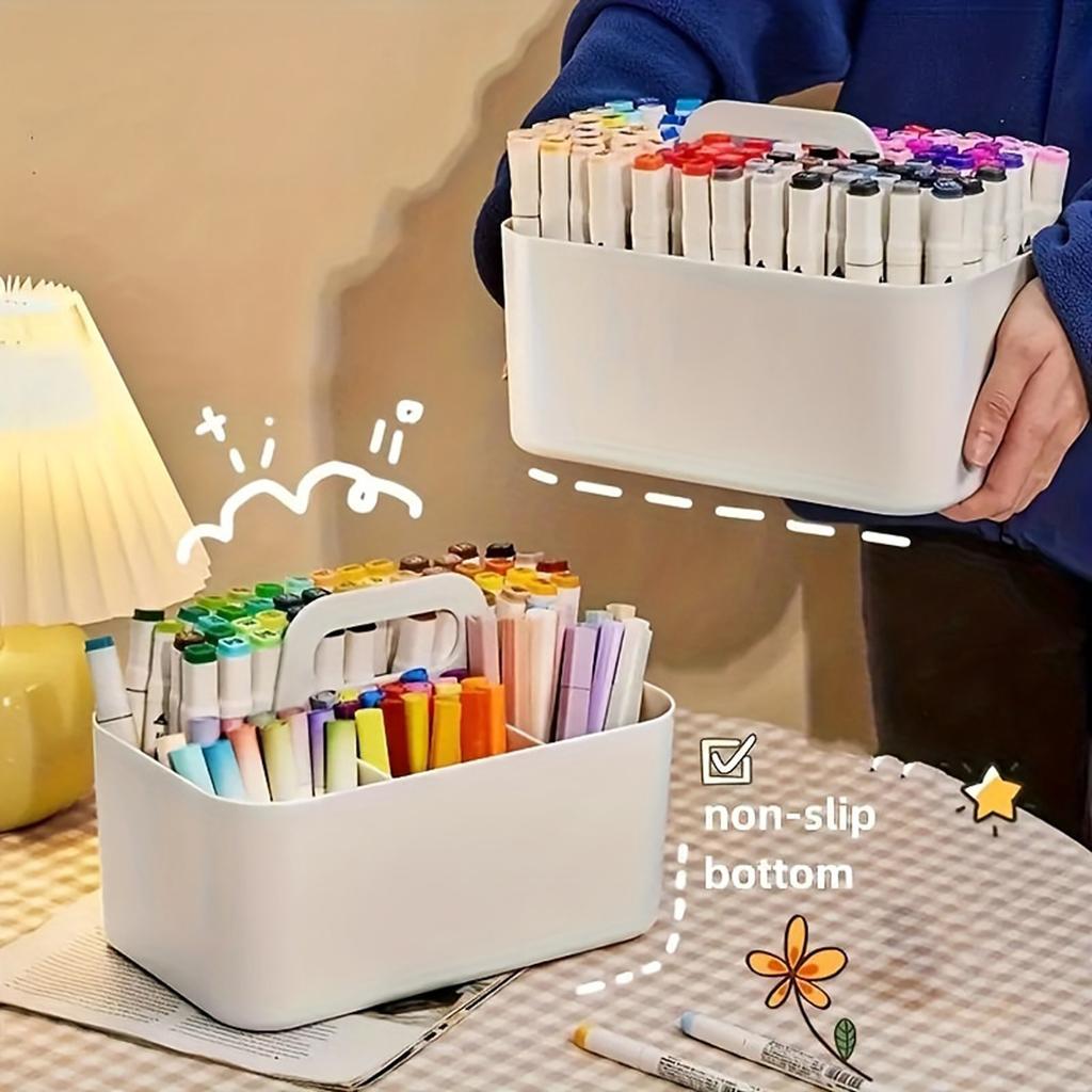 1Pcs Satchel Multi-Functional Desktop Storage Box, Makeup Brush Partition and Storage, Pencil/Watercolor Pen/Marker Pen Storage Box Pen Holder