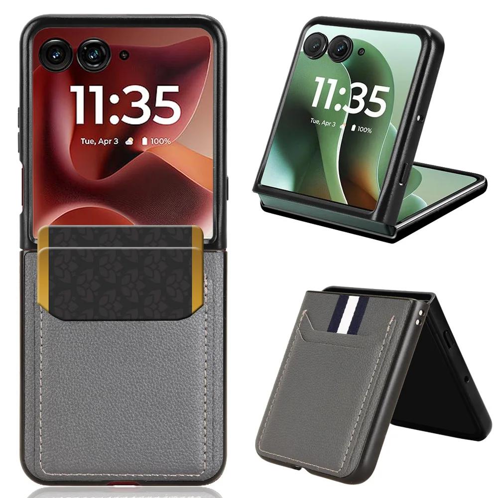 PU Leather Texture Case for Motorola Razr 60 Ultra Moto Razr Ultra 2026 Cover Card Slots Back Shell Coque Fundas Capa