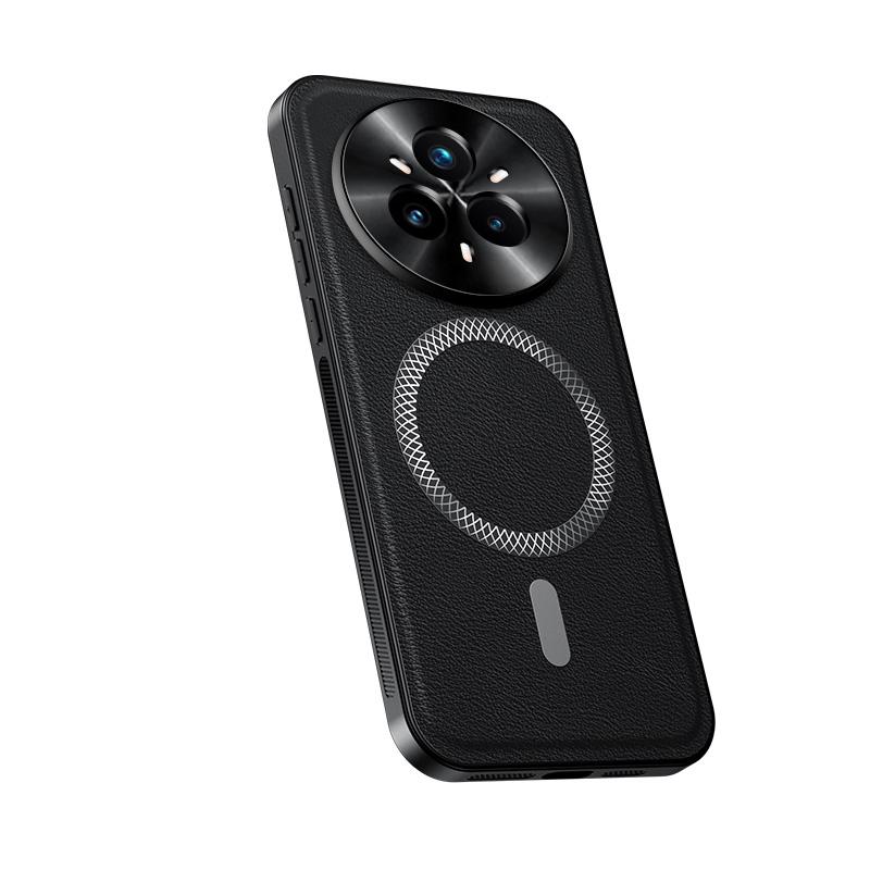 For Realme 14 Pro Case Magnetic Elegant Leather Wear-Resistant Lens Fully Covered Non-Slip Grip Edge Cover Shell