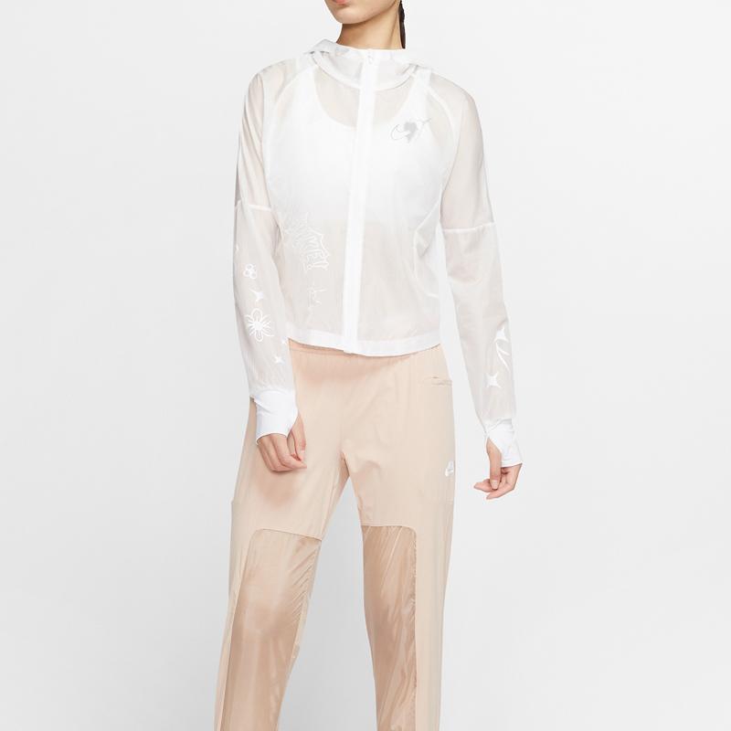 Nike Dámská bunda s kapucí s potiskem loga svrchní oděv bílá CW1562-100