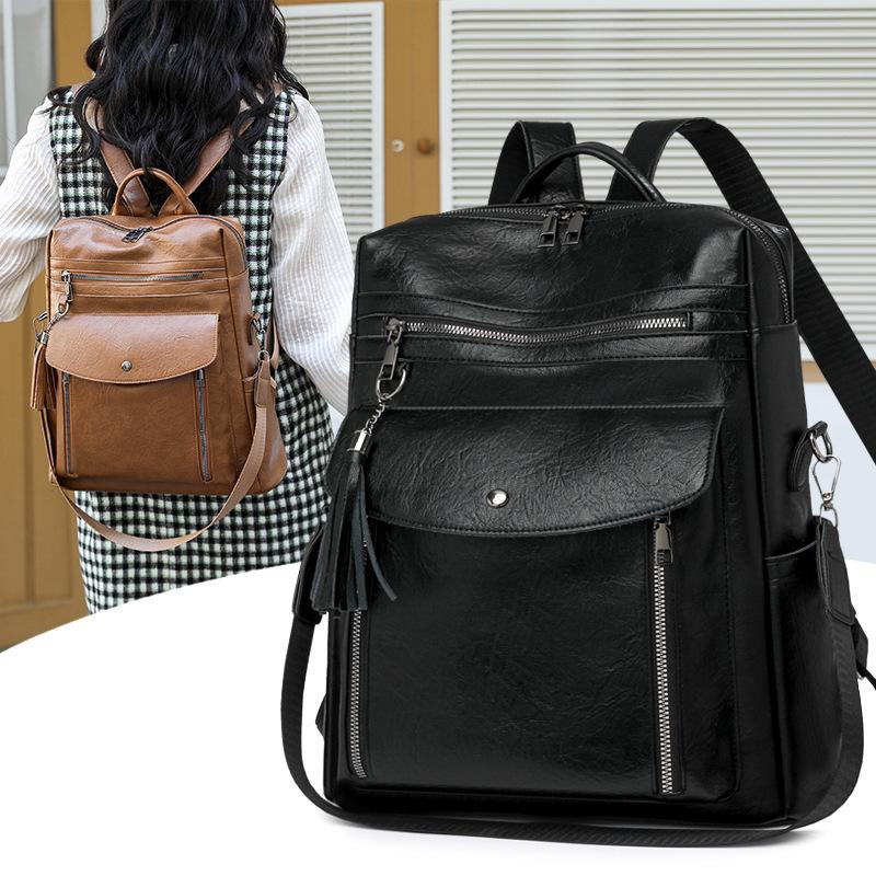 Women's Backpack Color Contrast Outdoor Travel Backpack Dual-use Shoulder Bag