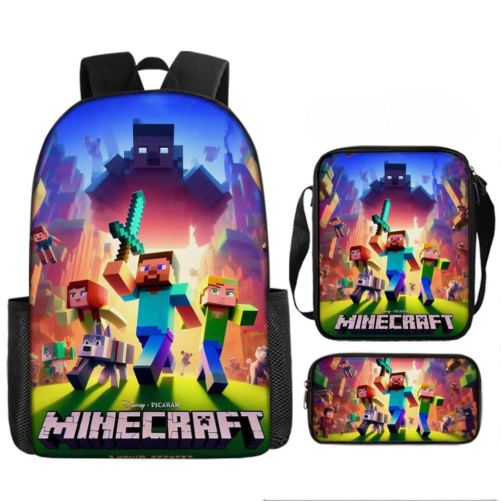 Minecraft Printed Cartoon Backpack Student Schoolbag Shoulder Bag Bag Pencil