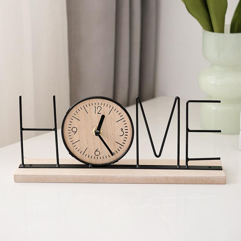 1Pc Wooden Clock Home Decor Creative Table Clock Nordic Style Art Ornaments