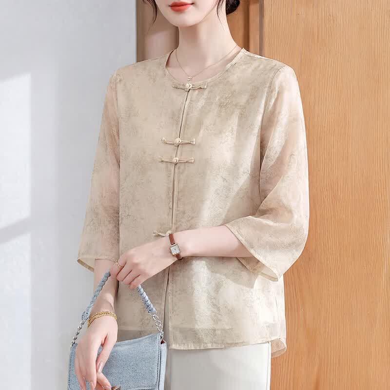 Elegant New Chinese Style Chiffon Blouse 3XL