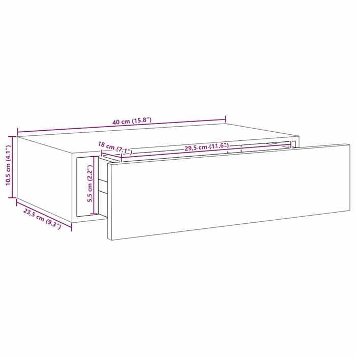 VidaXL Wall-mounted Shelves with Drawers 2 Pcs Grey 40x23.5x10 Cm MDF