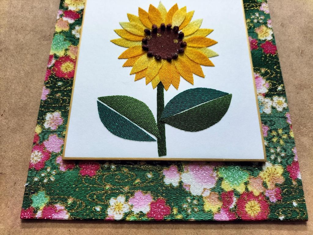 Handmade Paper Cutting Kit Chirimen Paper Collage "Sunflower"