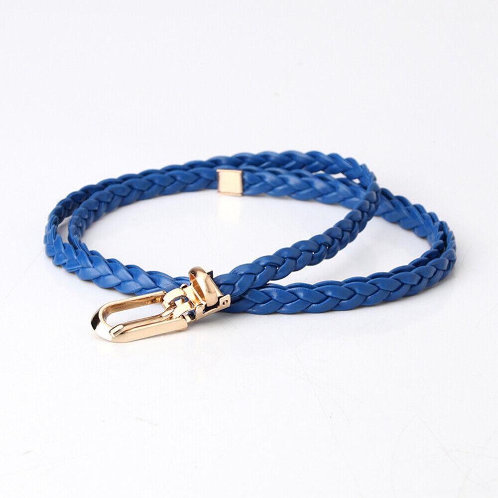 Braided PU Leather Belt Women Thin Waist Belt Dress Coat Decorative Waistband