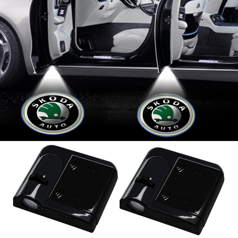 1/2pcs LED Car Door Courtesy Light Projector Welcome Lamp Car Badge for Skoda 3 2 VRS Vision Rapid Kodiaq Favorit Rapid Octavia A5 A7 Superb