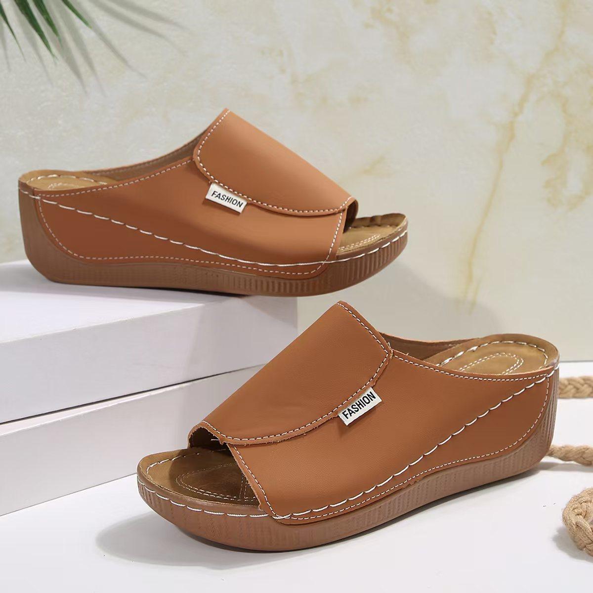 

Модные сандалии Женская обувь Летняя обувь на платформе и каблуке Женская обувь Слипоны Обувь на танкетке Женские сандалии Мягкие женские шлепанцы Обувь Женская 43 коричневый