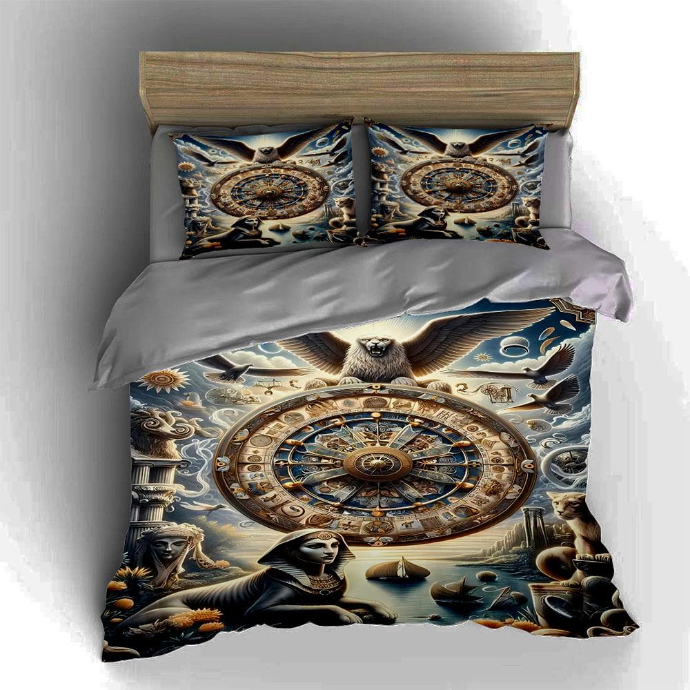 Winged lion clockwork Bedding Duvet cover sets Duvet covers Pillowcases gifts (1 * Duvet Cover 2 * Pillowcases, without duvet insert)
