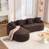 Modular, Curved Sofa – Left Chaise Longue + 2-Seater, L-Shaped, Chenille Cover, Assembly-Free, Stylish for Living Room, Apartment & Office – Brown
