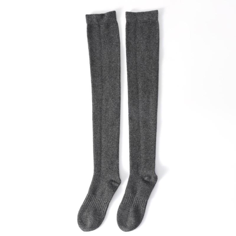 100% reines Kaschmir Over-the-Knee Socken Damen Winter Warm Kompression Schlankmachend Einfarbig