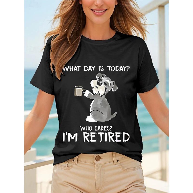 Women's T-sleeve funny retired animal letter pattern printing fashion casual round neck short-sleeved women's clothing