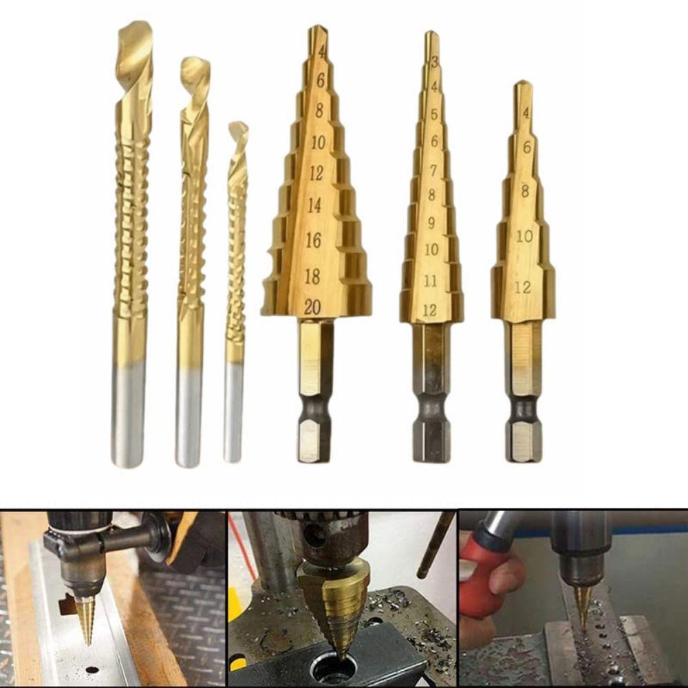 6/7Pcs Anti Rust Drilling Tool 4-12mm 4-20mm 4-32mm Quick Change Bits Set Iron Drilling