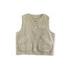 DIMANAF 2025 New Short Corduroy Sleeveless Jacket Vest Autumn Retro Coat Buttons Women Solid