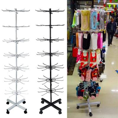 7 Tiers 70 Hooks Socks Hat Cap Display Stand Wig Scarves Bracelet Hanger Pendant Storage Holder Shelf Rack Shelves White/Black New Rotating Rack